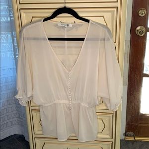 Off white button up flowy blouse